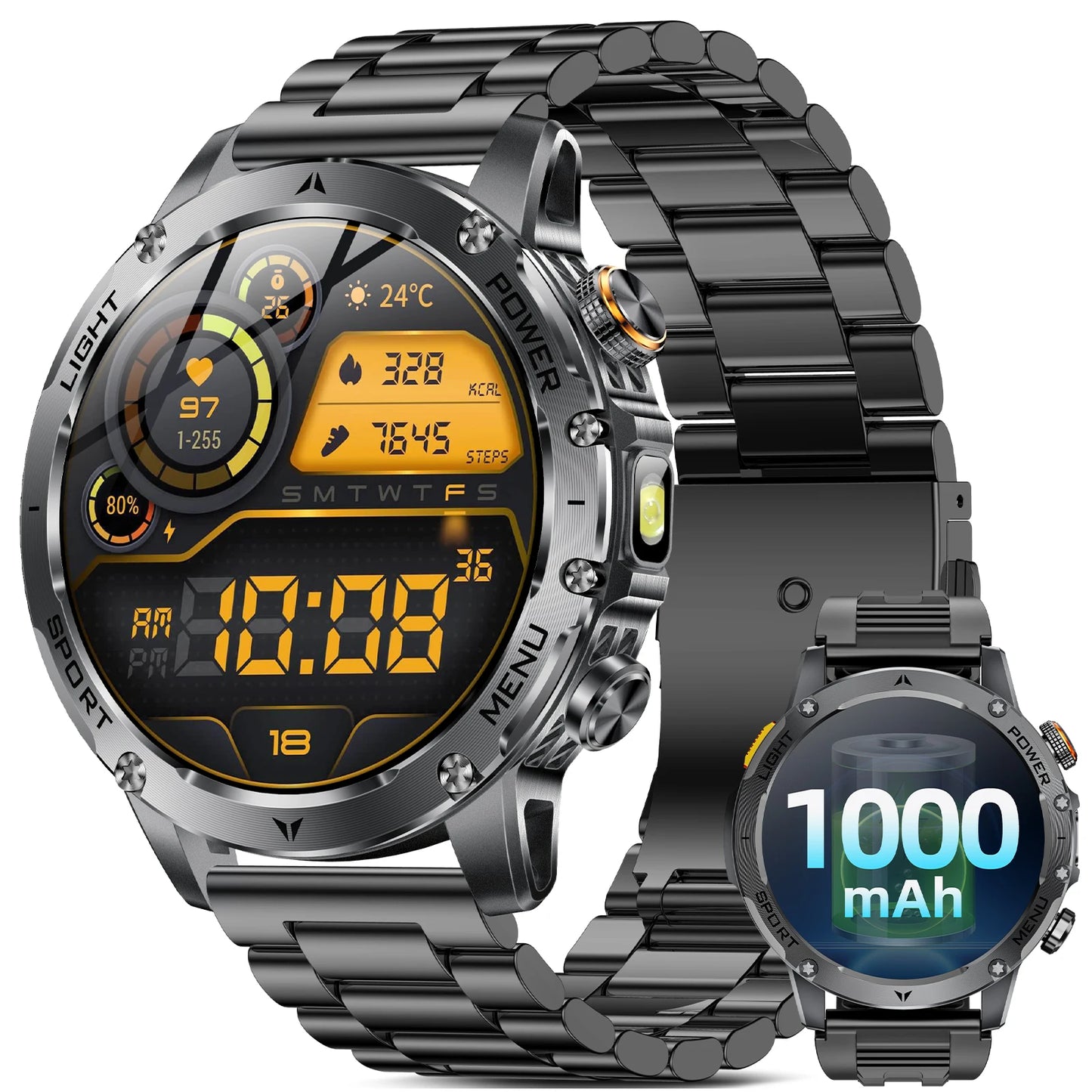 Military Smart Watch Men 1.7 Inch HD Screen Bluetooth Waterproof