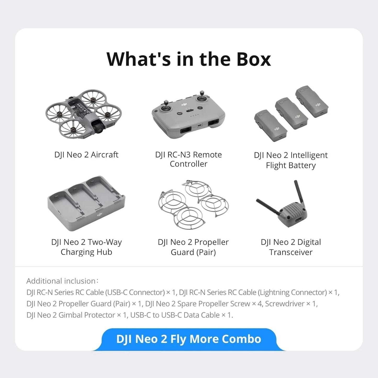 DJI Neo 2 Fly More Combo Drone With RC-N3 Controller, 4K Camera, Stable Transmission For Beginners, 3 Batteries