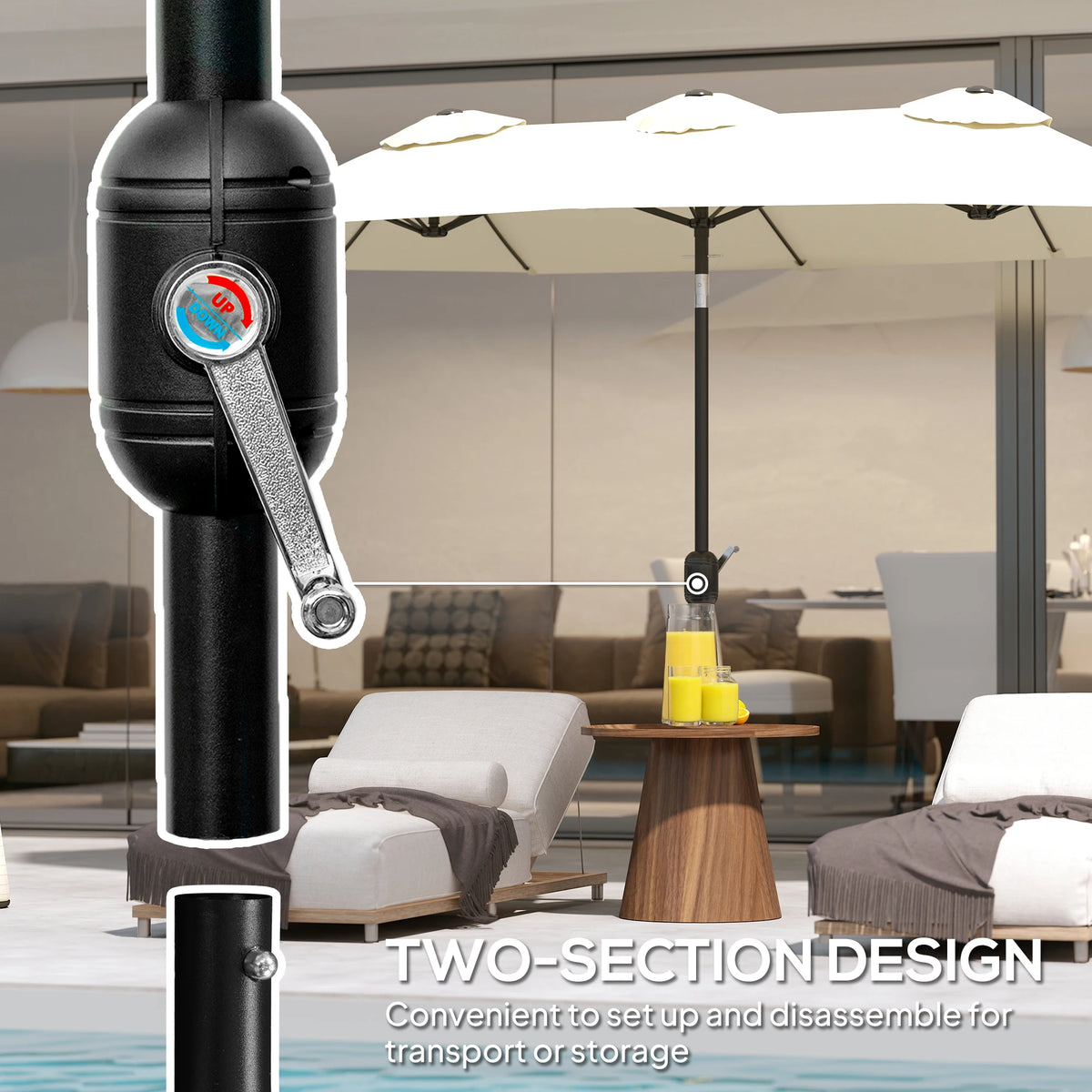 Outsunny Double Sided Patio Umbrella With Tilt Crank Handle