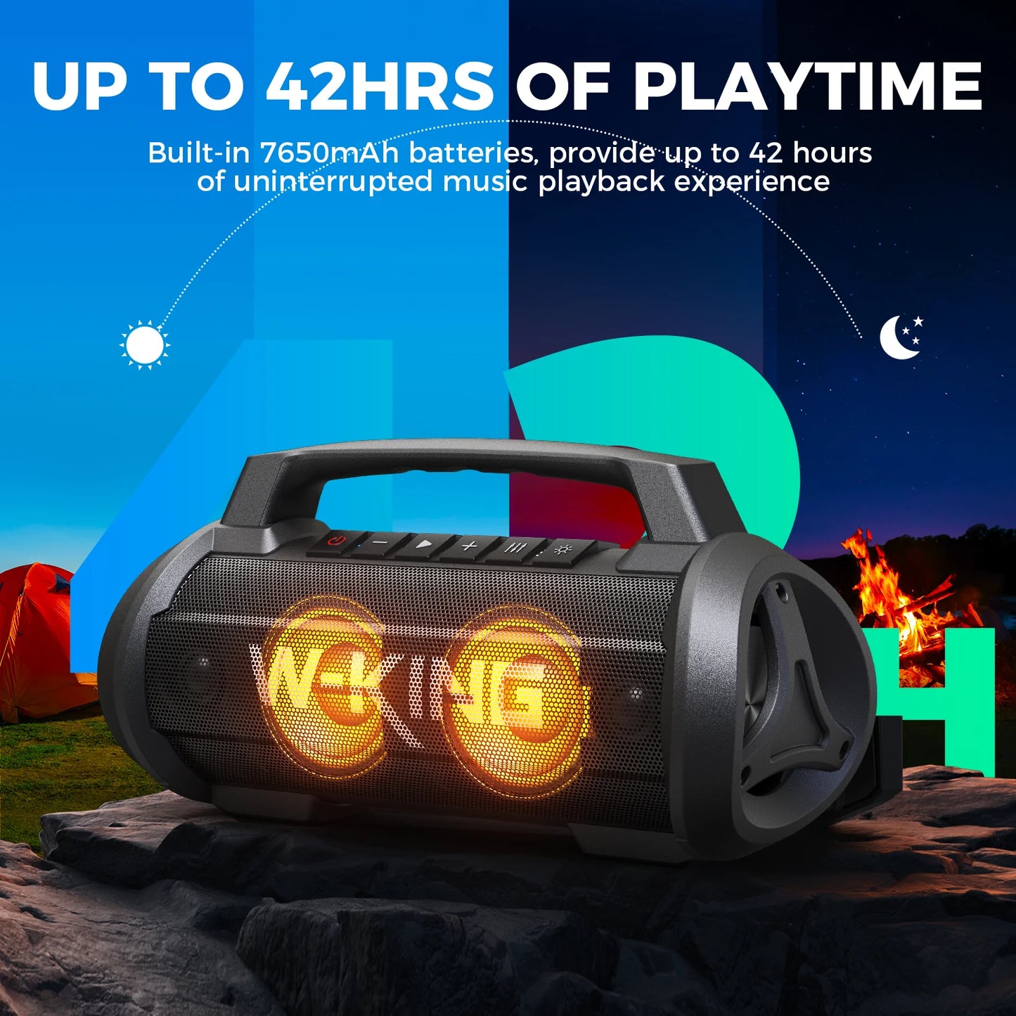 W-King 70W RMS Bluetooth Portable Speaker IPX6 Waterproof With Subwoofer