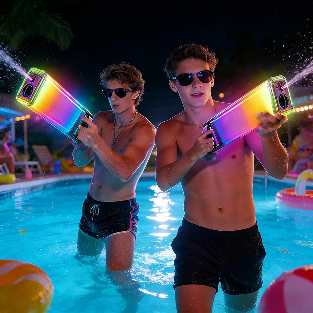 Gradient Light Up Musical Water Blaster Rechargeable Electric Water Gun For Kids And Adults Beach Toy