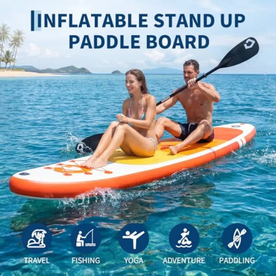 Inflatable Stand Up Paddle Board Durable PVC For Outdoor Water Sports Enthusiasts Premium Blue Paddleboard Included