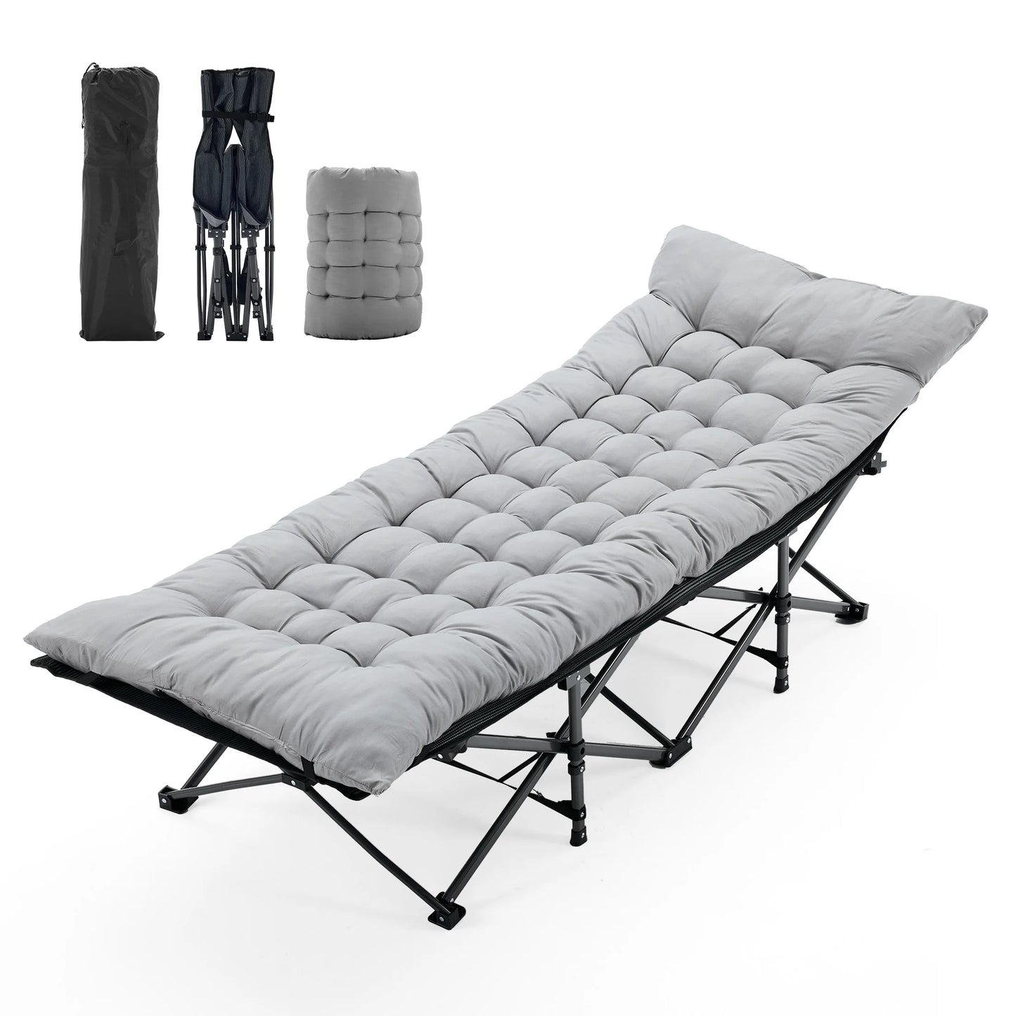 JHK Folding Camping Bed Lounge Chair Beach Portable Sturdy Frame