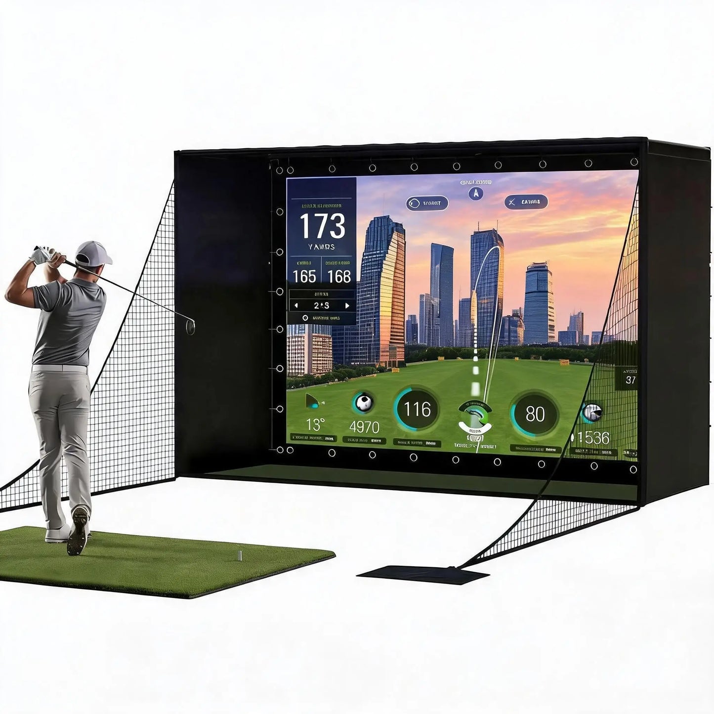Golf Simulator Enclosure Package With Impact Screen Guard