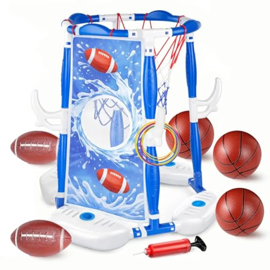 Pool Basketball Hoop 4 In 1 Floating Ring Game For Kids Ages 3 To 12 Outdoor Summer Fun