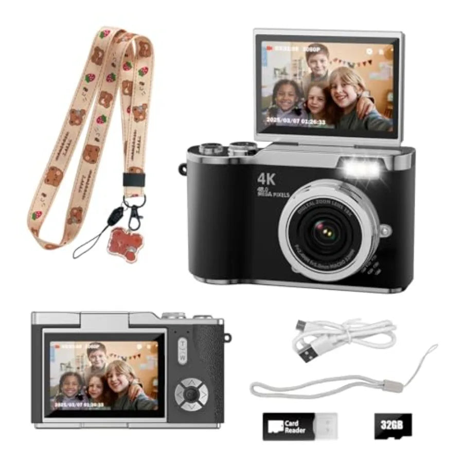 4K Digital Camera With 48MP 1080P Video And Flip Screen