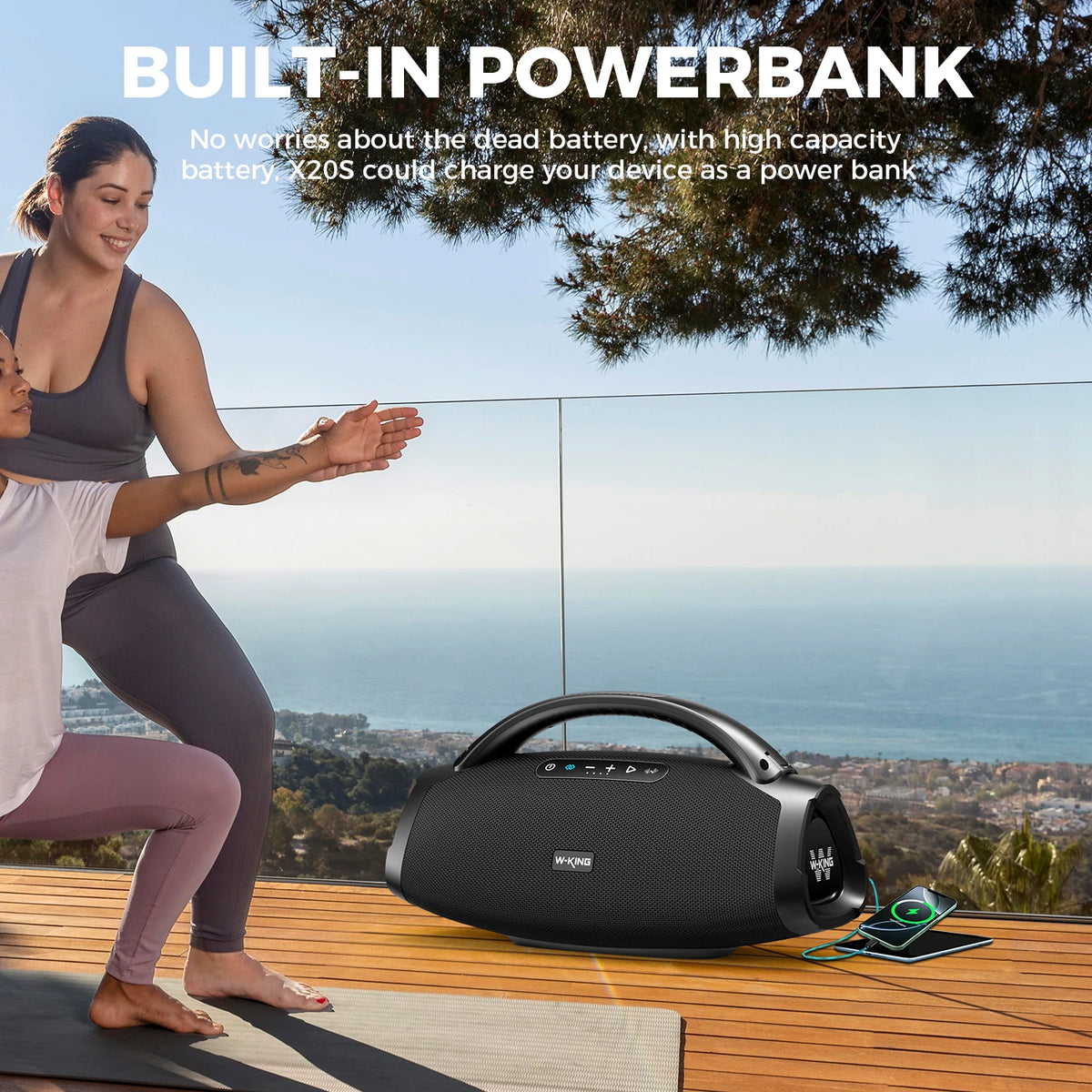 W-KING X20S Bluetooth Speaker w/Strap140W RMS Massive Bass Party Boombox IPX7 Waterproof Speaker Loud Outdoor Portable Sound Box