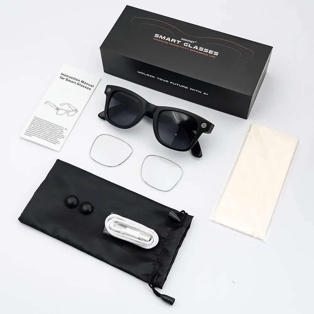 GS4 Max Smart Glasses Dual Lenses 8MP 1080p Video Camera