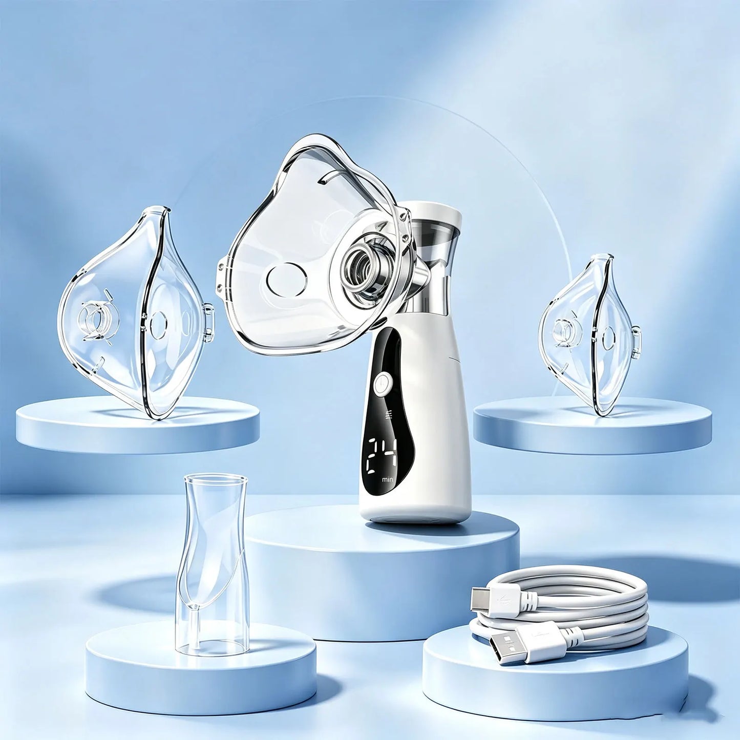 Portable Handheld Nebulizer Dual Mode With Auto Cleaning Travel COPD