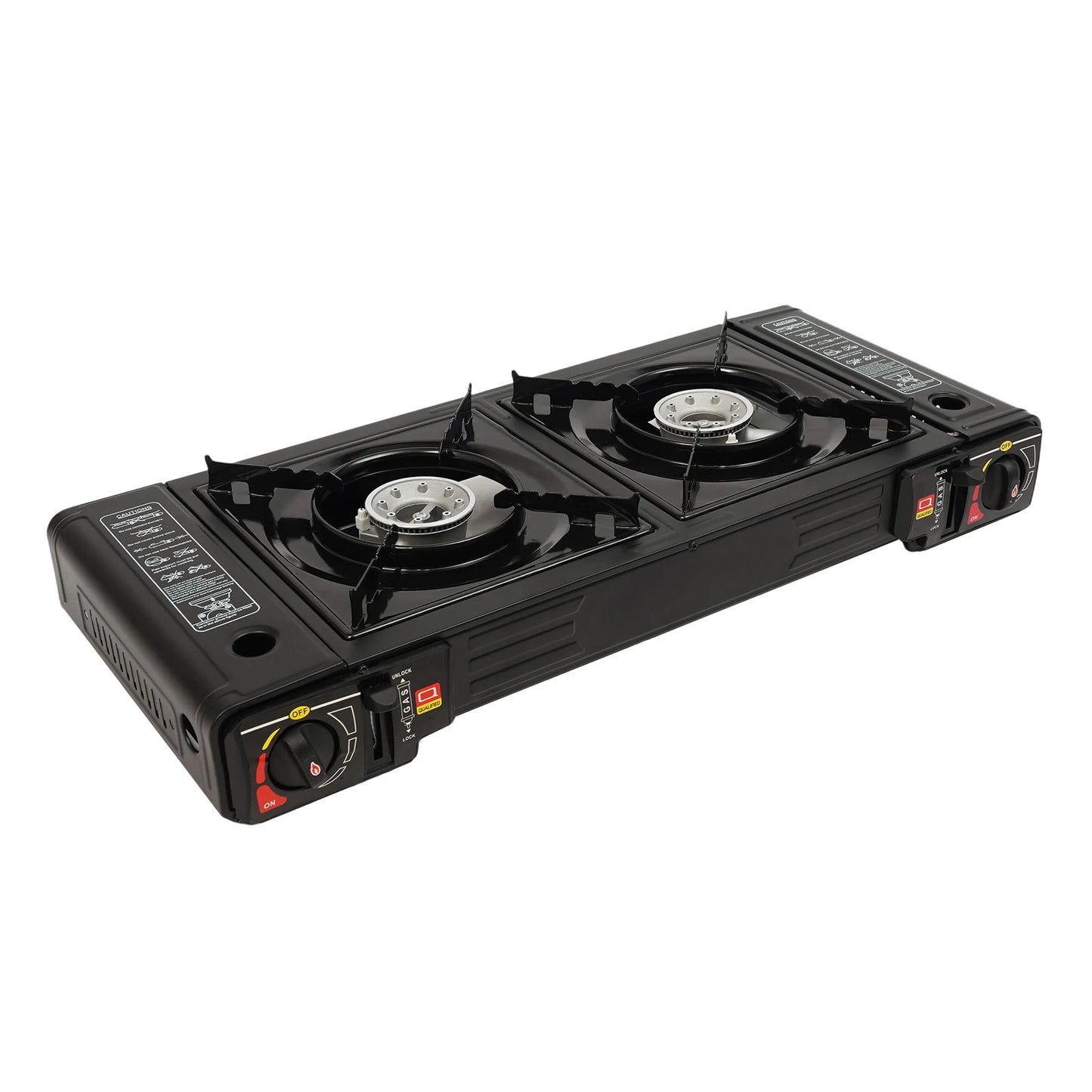 Two Burner Portable Camping Gas Stove With Baking Tray
