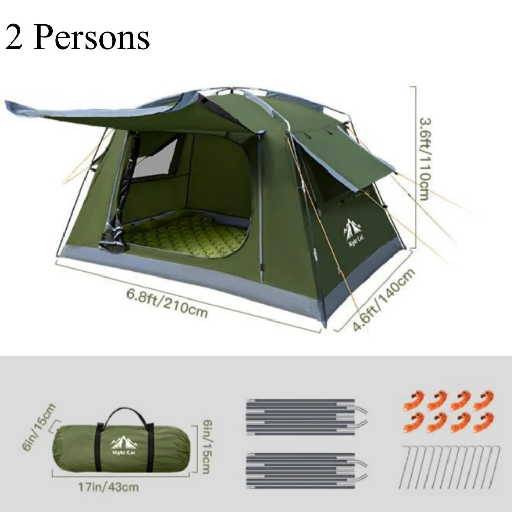 Night Cat 1-2 Person Backpacking Tent Waterproof Quick Setup For Outdoor Camping