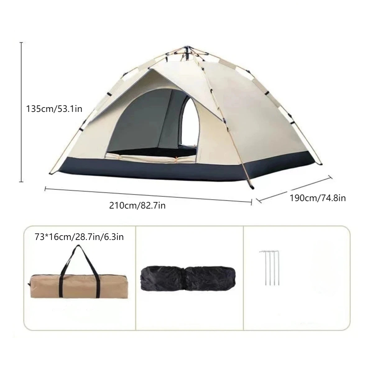 Pakicetus Automatic Quick Opening Double Door Outdoor Camping Tent