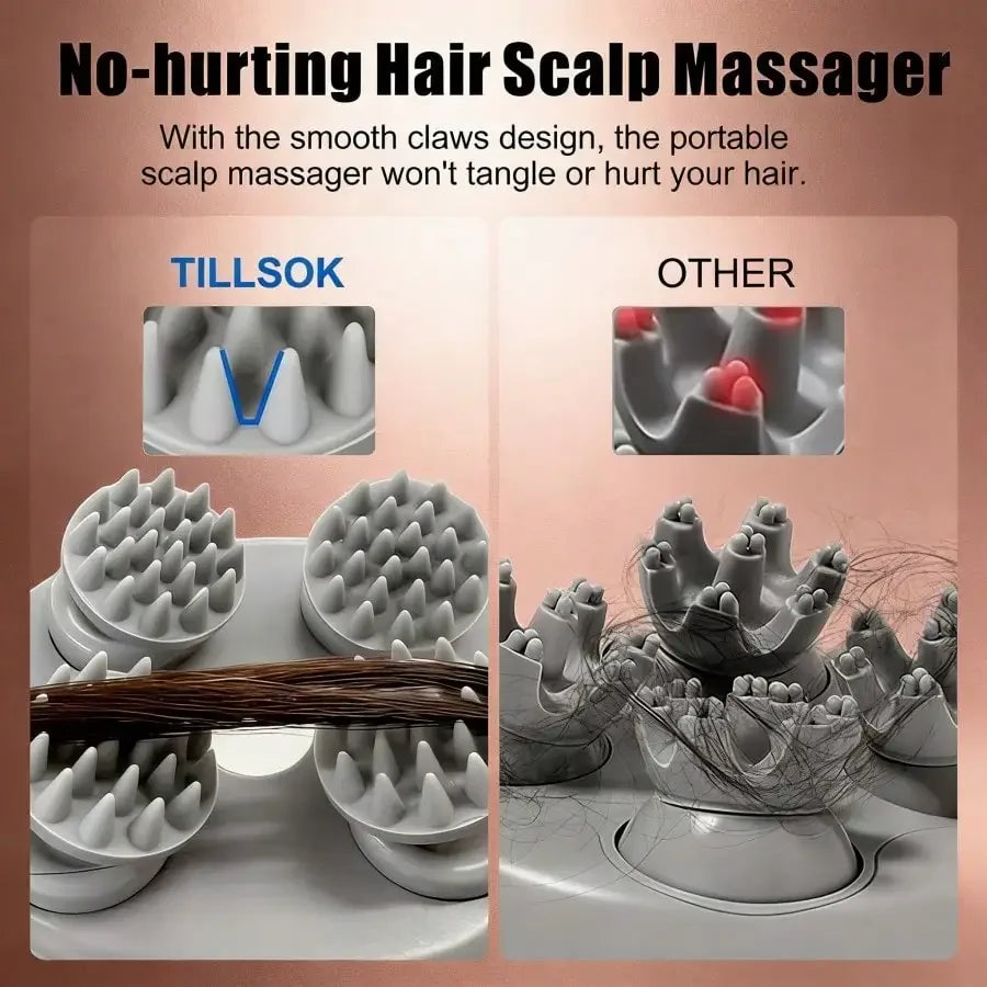 Portable Octopus Claw Scalp Massager Rechargeable Vibrating Head Kneader Tool