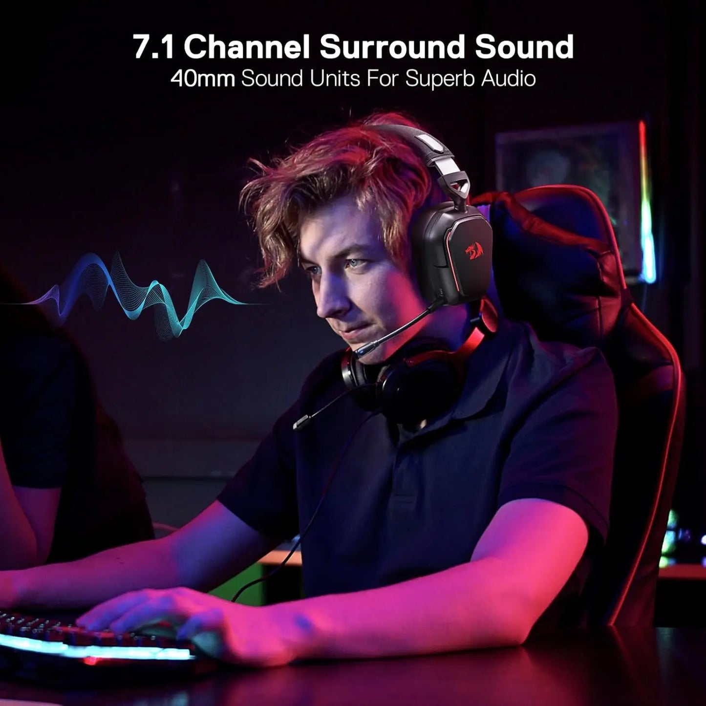 Redragon H868 Wireless RGB Gaming Headset With 7.1 Surround Sound