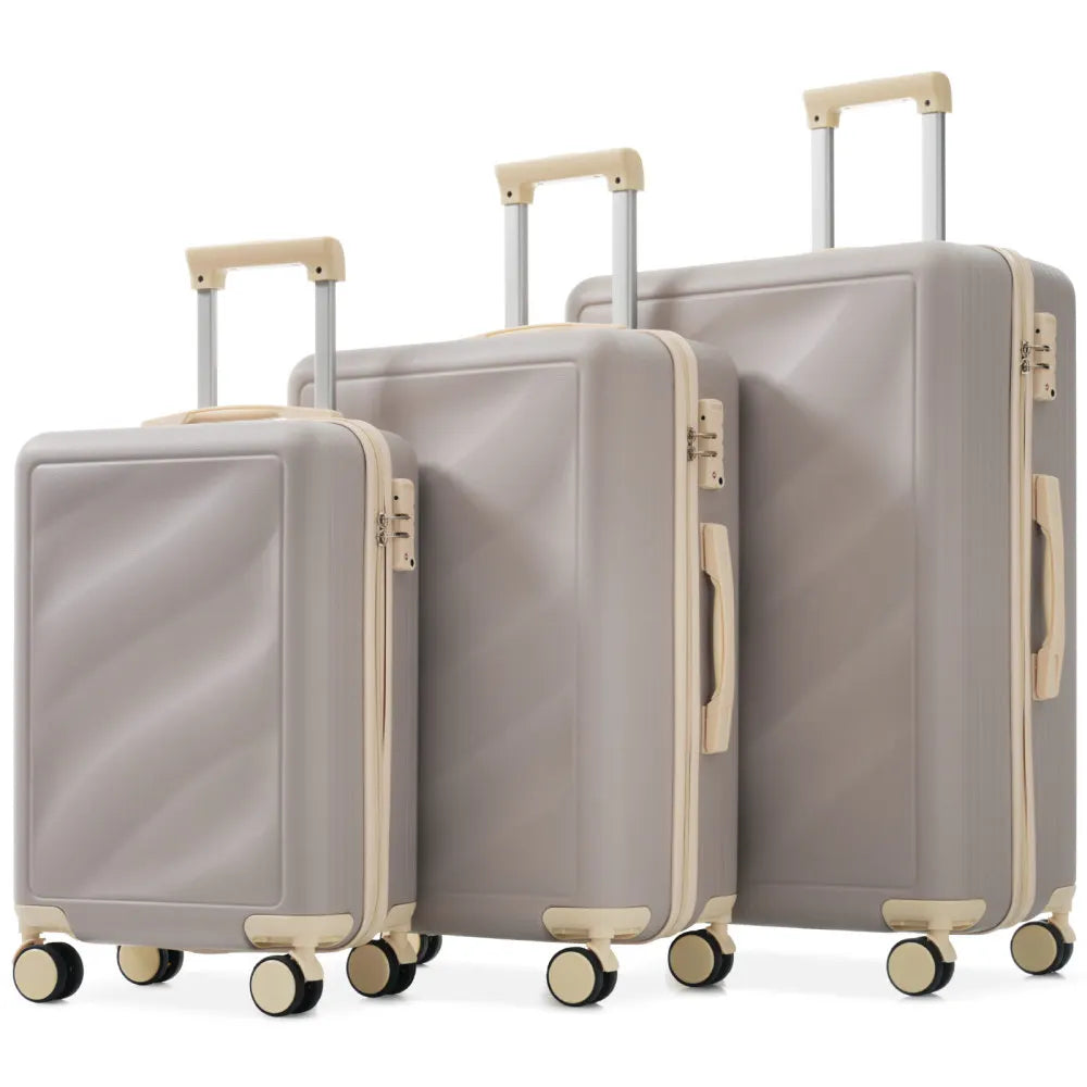 Lightweight ABS Luggage Set 3 Piece Spinner Wheels TSA Lock