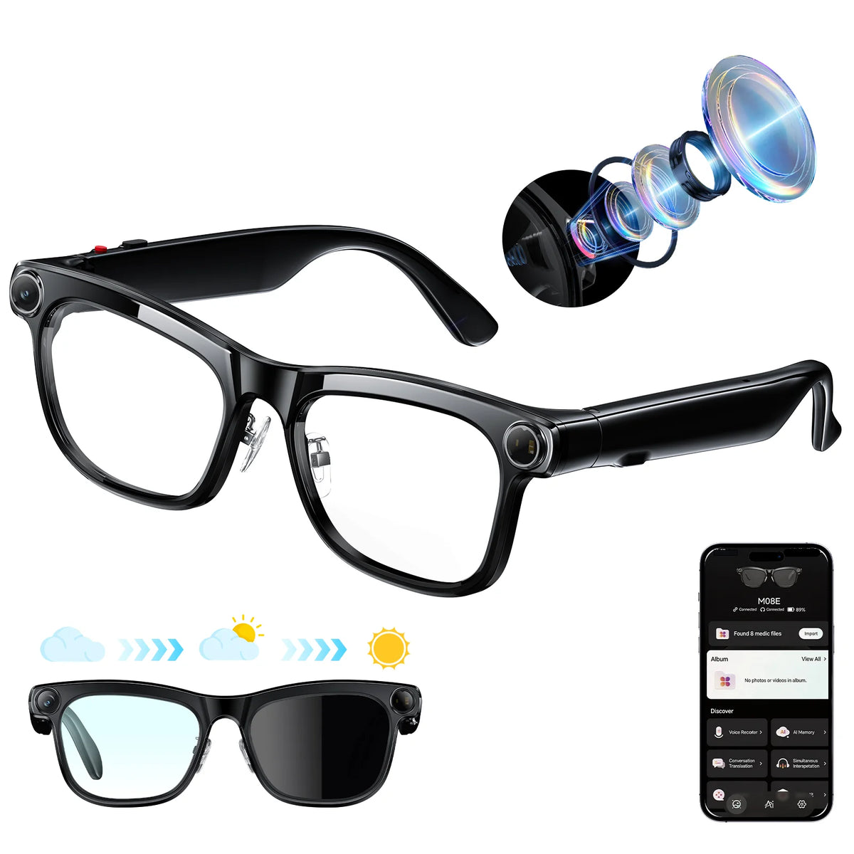 Kaigerr Smart Glasses with Camera AI Translation and Bluetooth Calling
