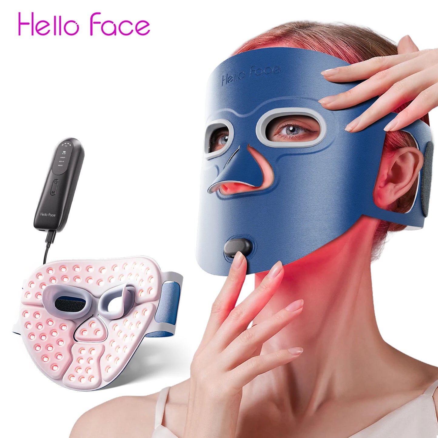 Hello Face LED Mask Infrared Red Light Acne Wrinkle Reduction