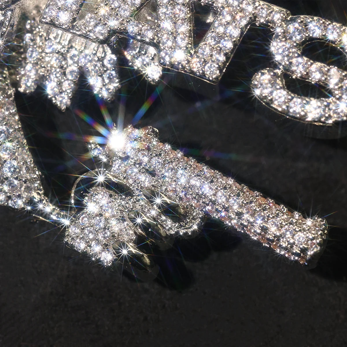 Lyee Cyee Iced Eagle Pistol Pendant Necklace 18K Gold Plated