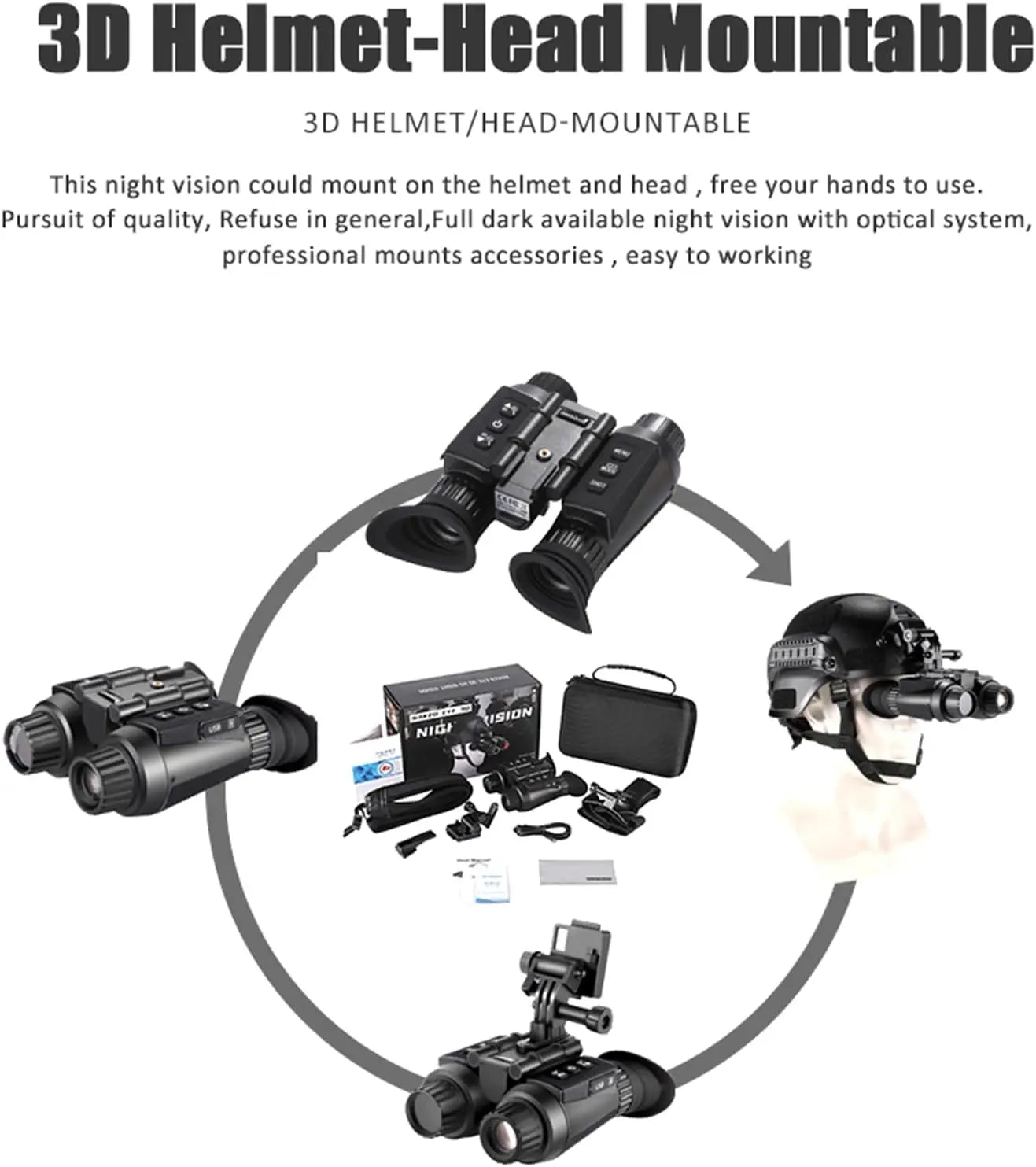Hrvzdvw Night Vision Goggles 4K 3D Binocular 32GB Card