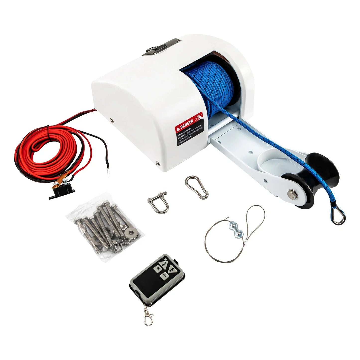 12V 45Lbs Boat Anchor Winch With Wireless Remote Controller Corrosion Resistant