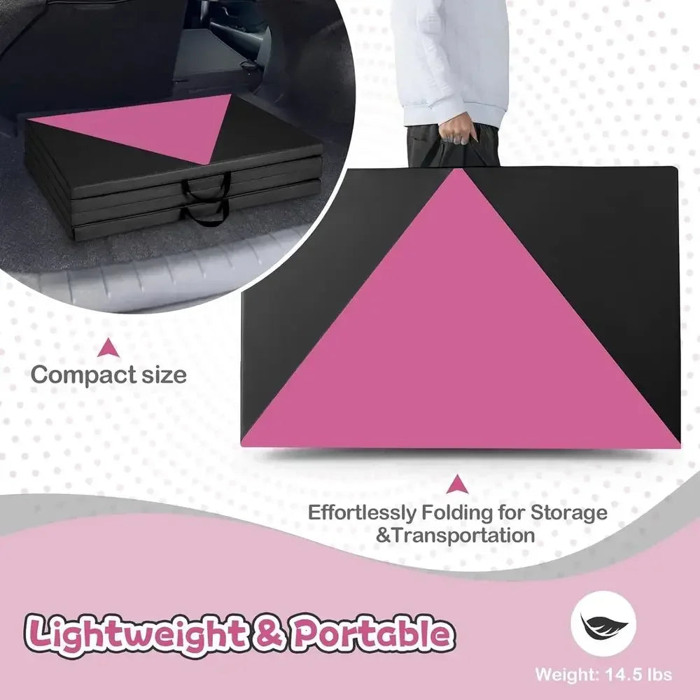 Folding Gymnastics Mat With Handles For Tumbling And Home Workouts