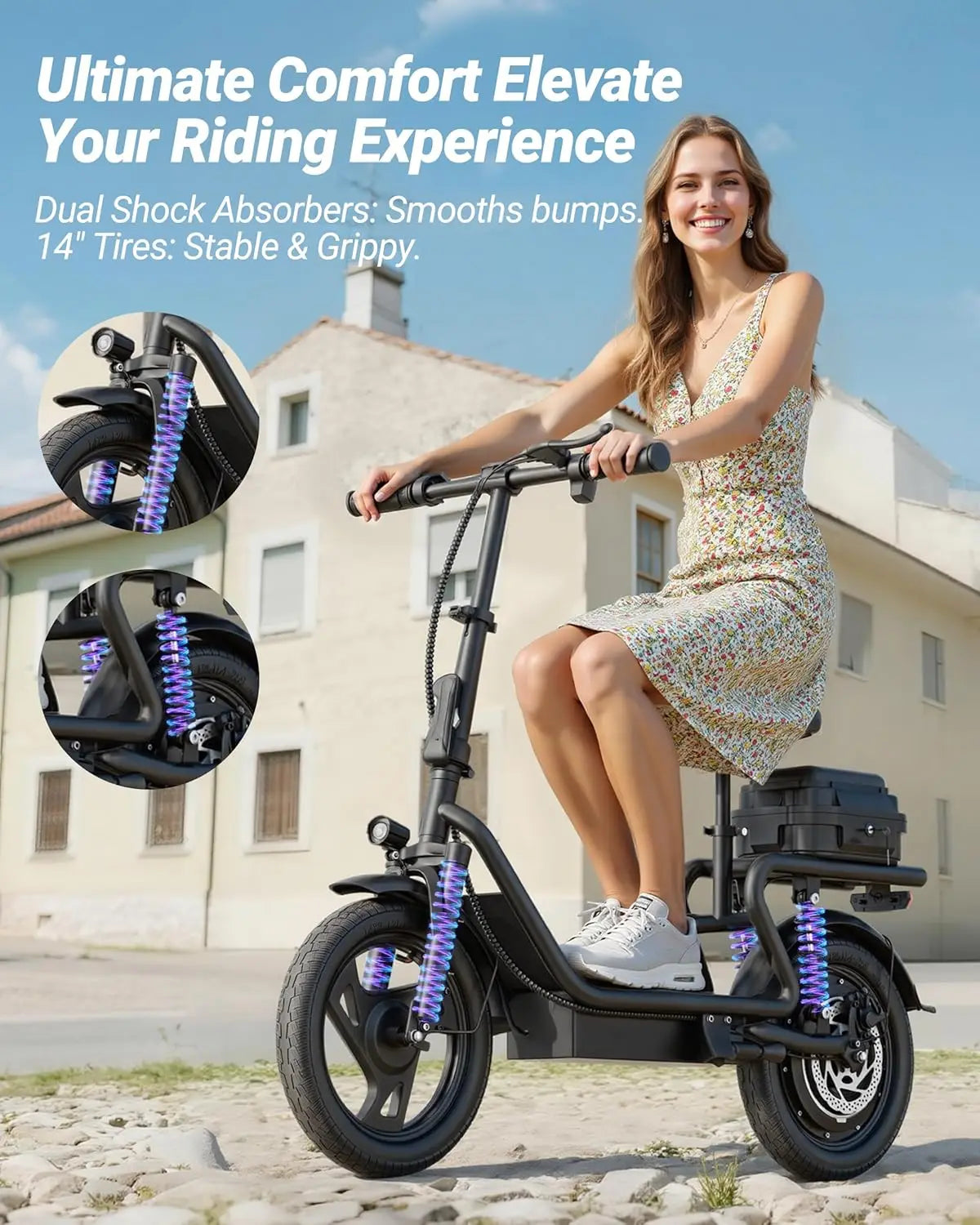 Aovopro Dual Suspension Folding Electric Scooter With 500W Motor