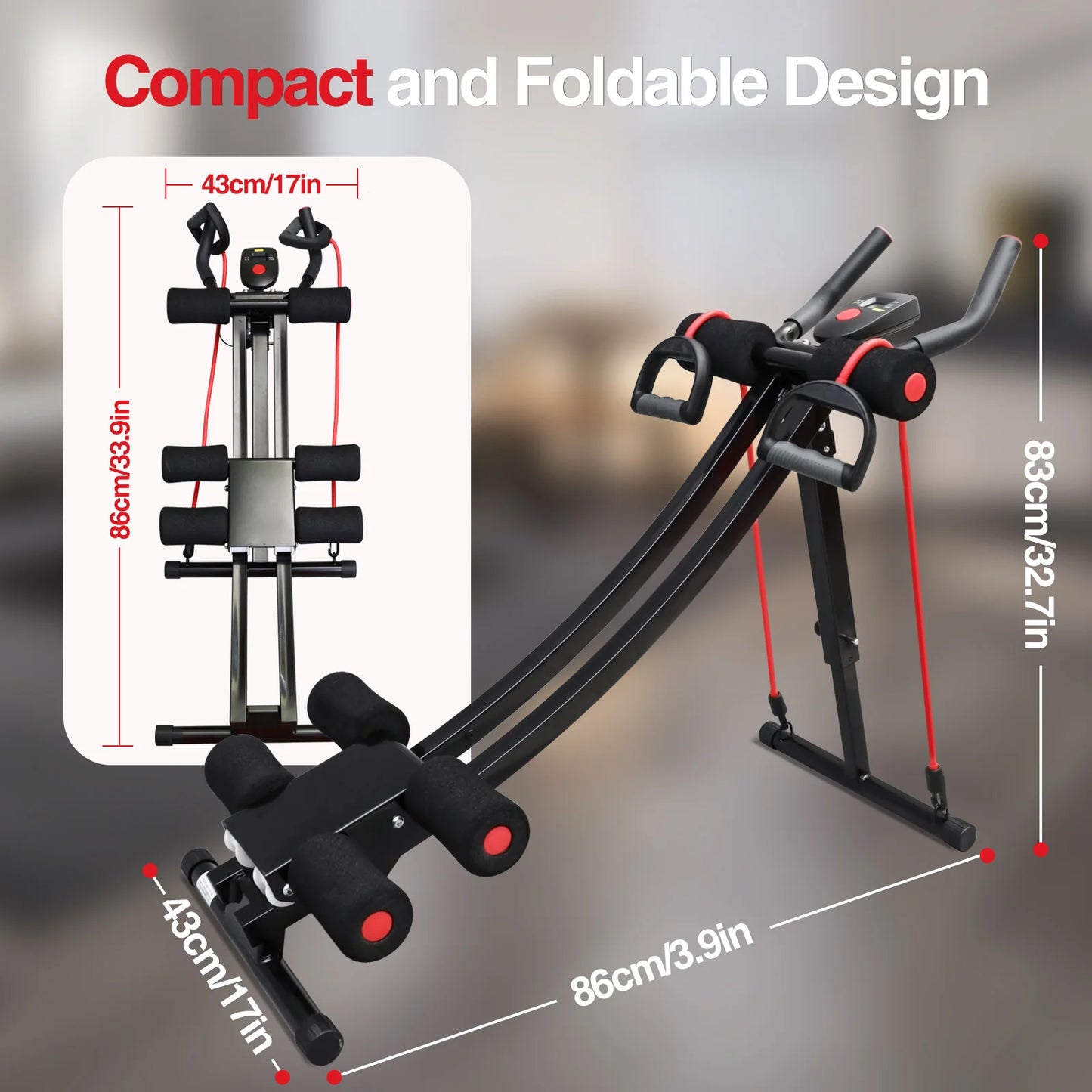 Dual Track Adjustable Foldable ABS Machine LCD Display Resistance Bands