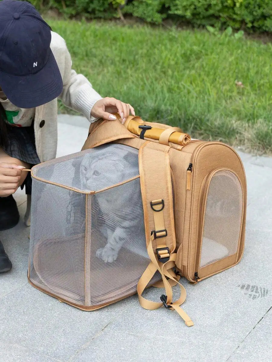 Pet bag, cat bag, portable pet carrier, pet carrier backpack, portable cat carrier - soft-sided cat carrier for medium-sized cats and small dogs up to 15 pounds, pet carrier bag