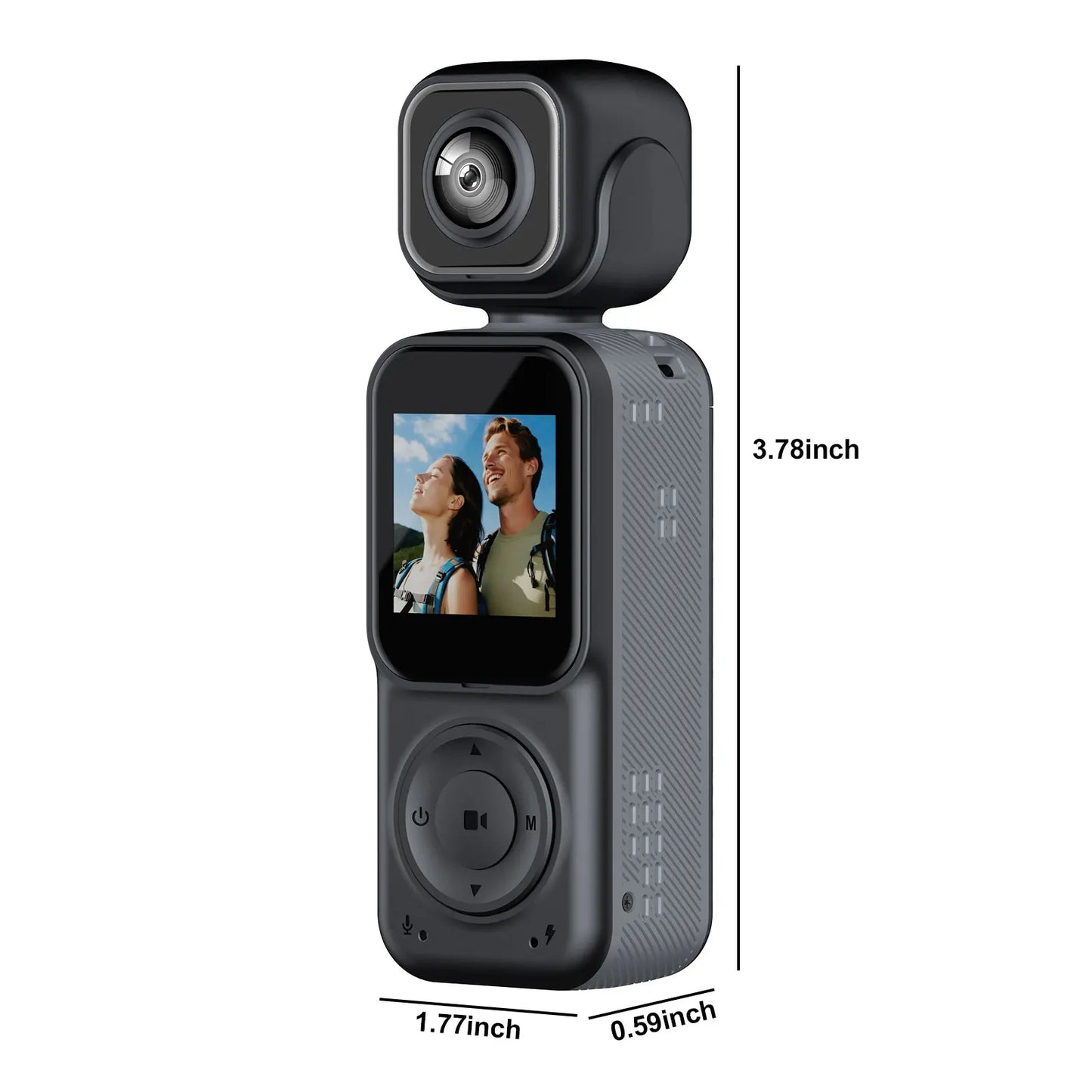 ALIILEE Pocket Action Camera With Gyro Stabilization 1080P WiFi Dual Front Rear