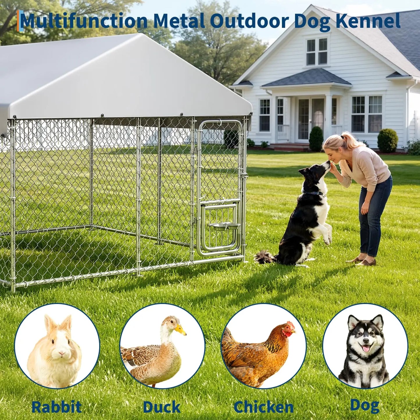 DishyKooker Heavy Duty Outdoor Dog Kennel With Lockable Feeding Door