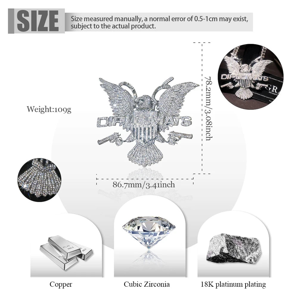 Lyee Cyee 18K Gold Plated Cubic Zircon Eagle Pendant