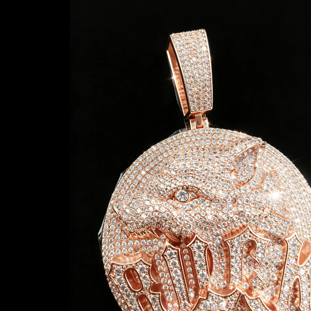 Lyee Cyee 18K Gold Plated Round Wolf Medallion Pendant