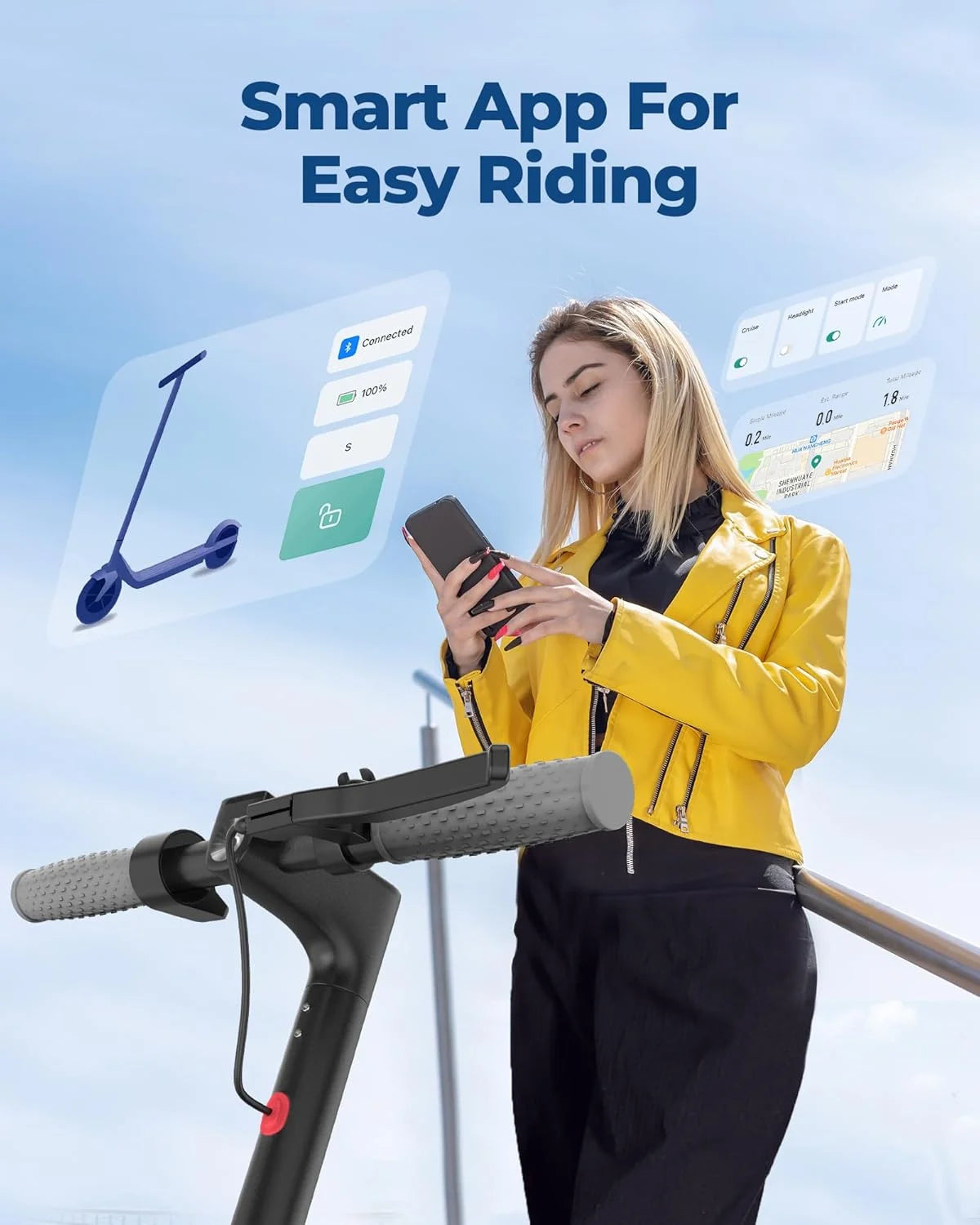 Aovopro Ap07 Electric Scooter With App Control And Double Shock Absorption