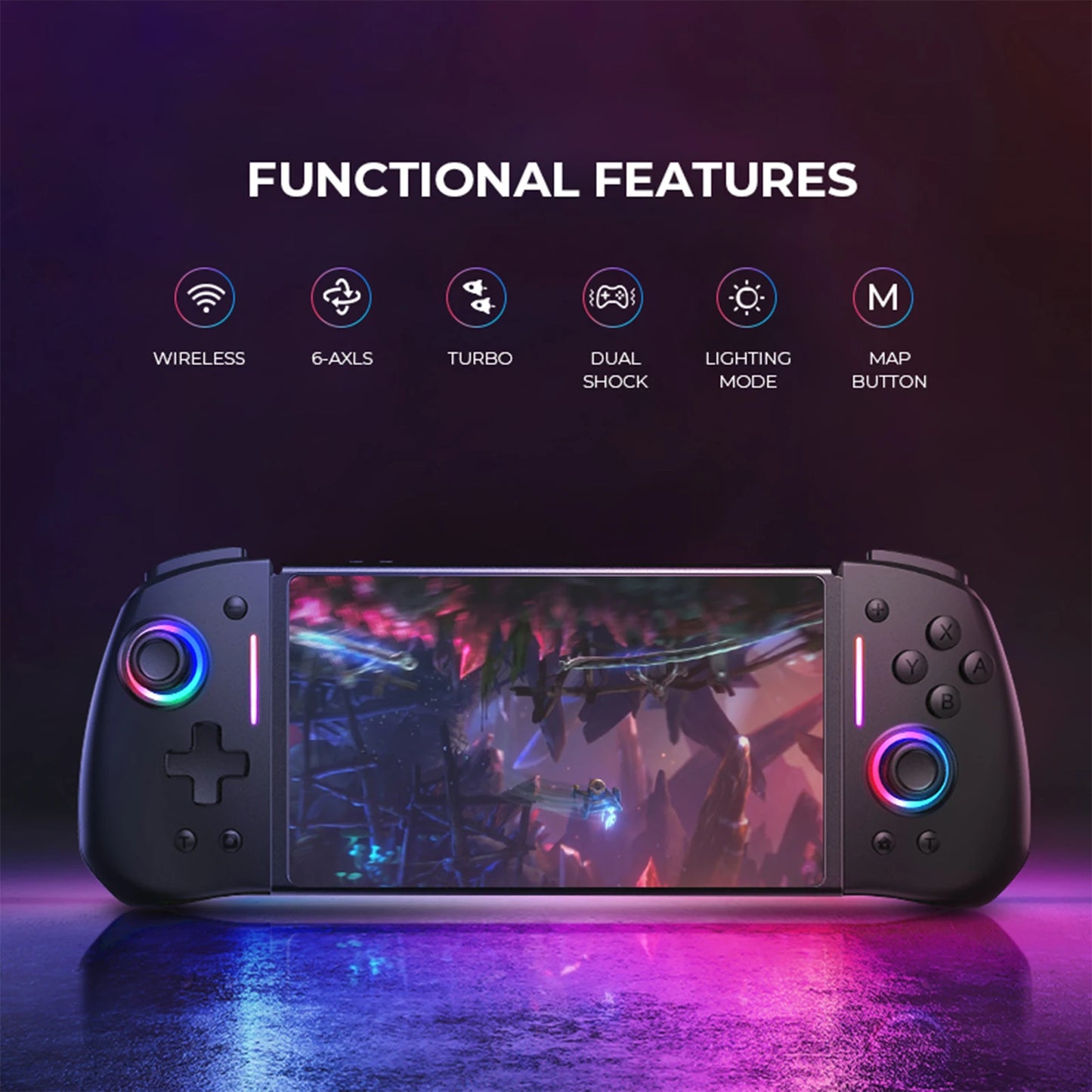 NYXI Hyperion Wireless Game Controller For Nintendo Switch RGB Lights