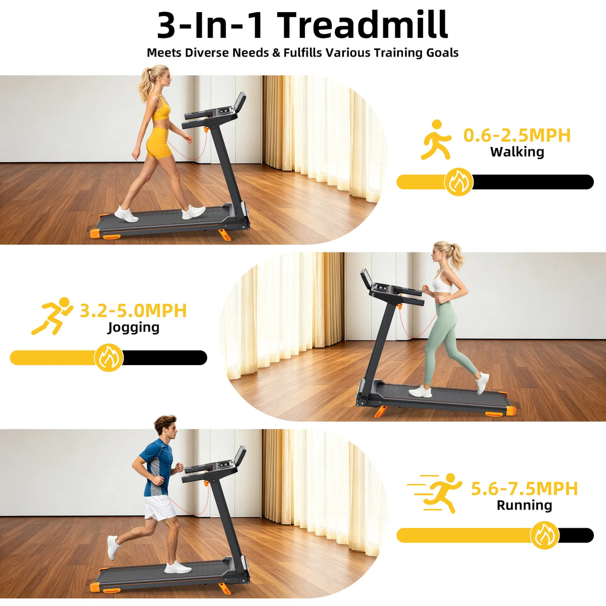 Quiet Foldable Walking Pad Treadmill With Incline And HIIT Modes