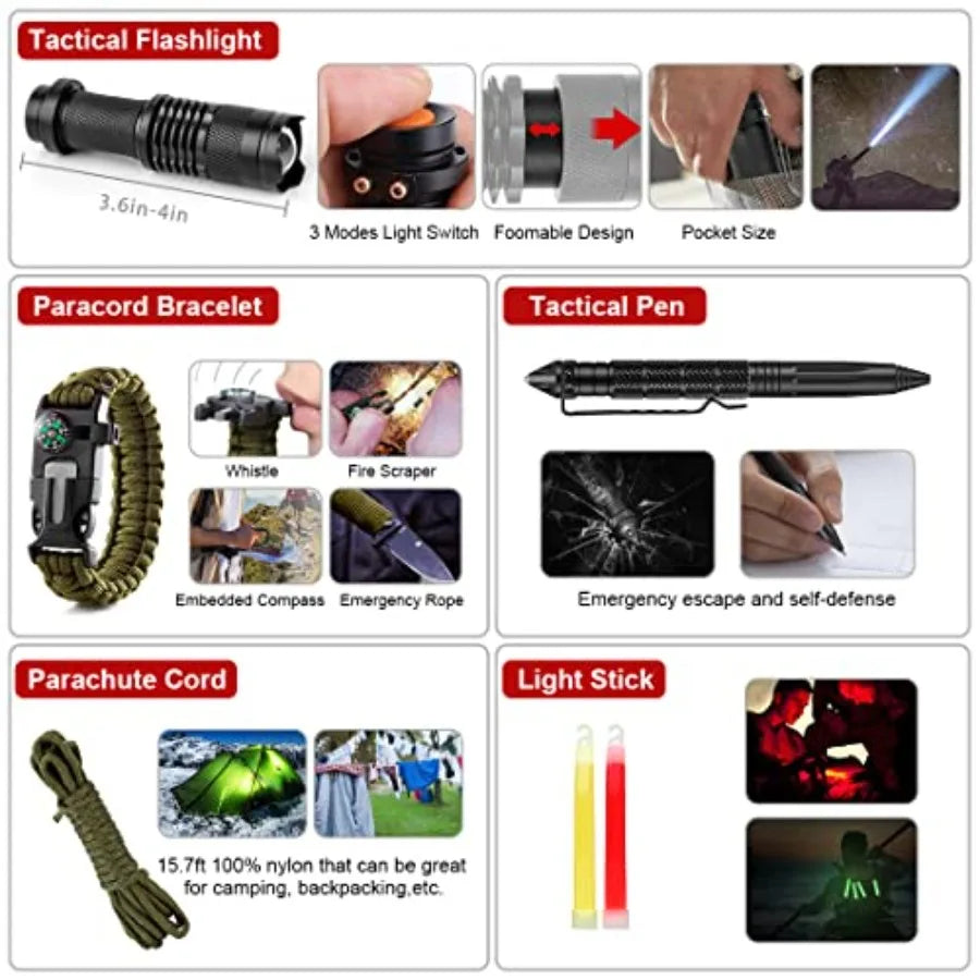 Survival Kit 251 Pcs First Aid Gear With MOLLE Bag