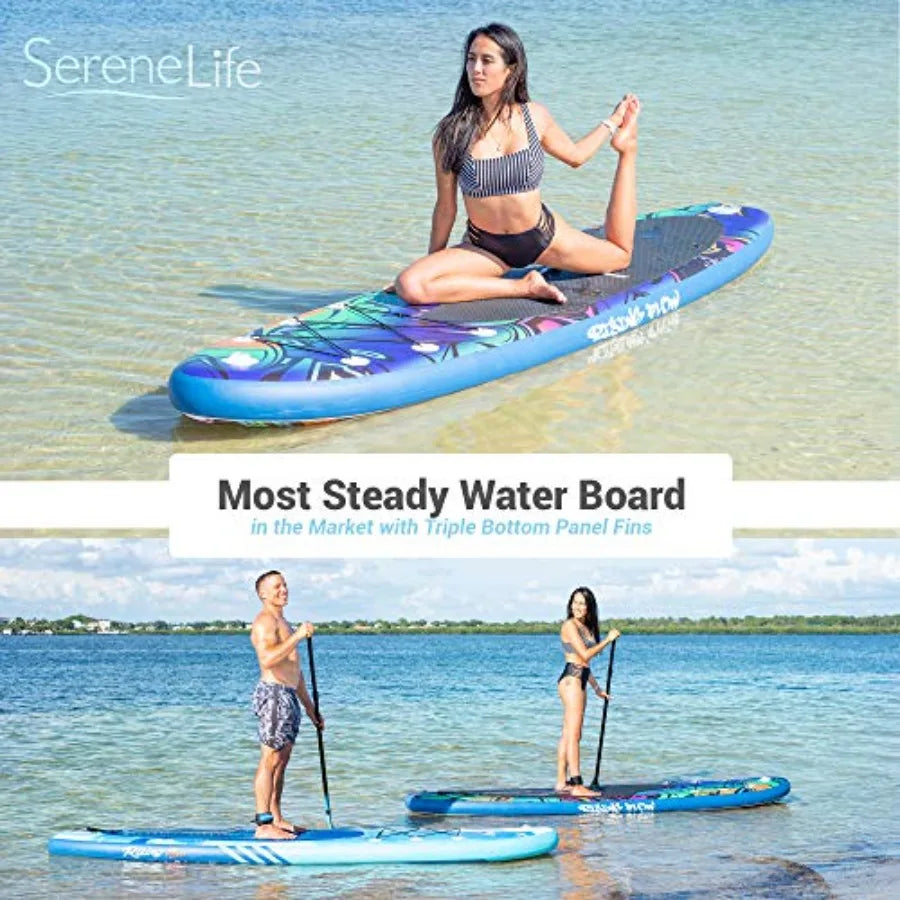 Inflatable Stand Up Paddle Board Durable PVC Wide Stable Design For Water Sports With Non Slip EVA Deck Pad 350 L