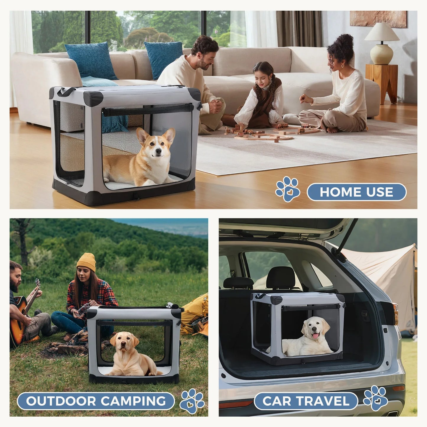 JHK Foldable Soft Dog Crate Portable Pet Kennel For Dogs