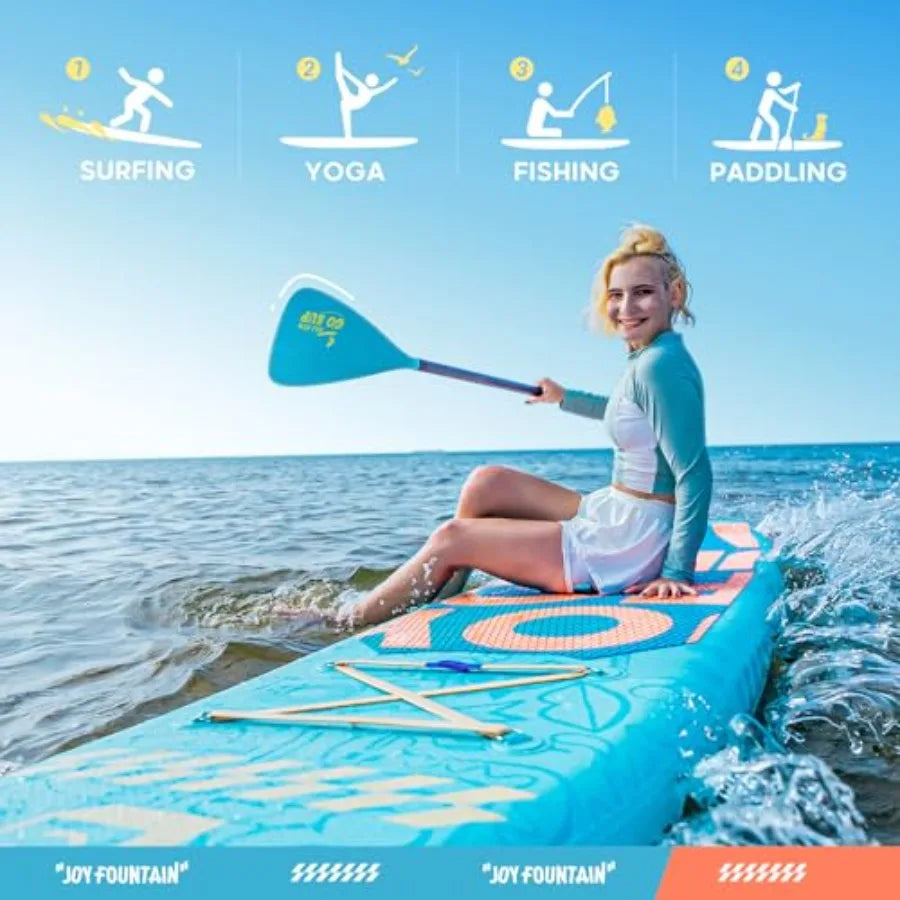Inflatable Paddle Board For Outdoor Water Sports Ultra Lightweight Durable PVC High Stability Blue For Beginners