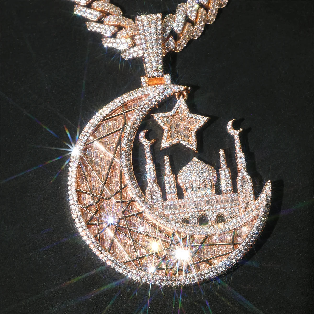 Lyee Cyee Rose Gold Plated Islamic Crescent Moon Pendant