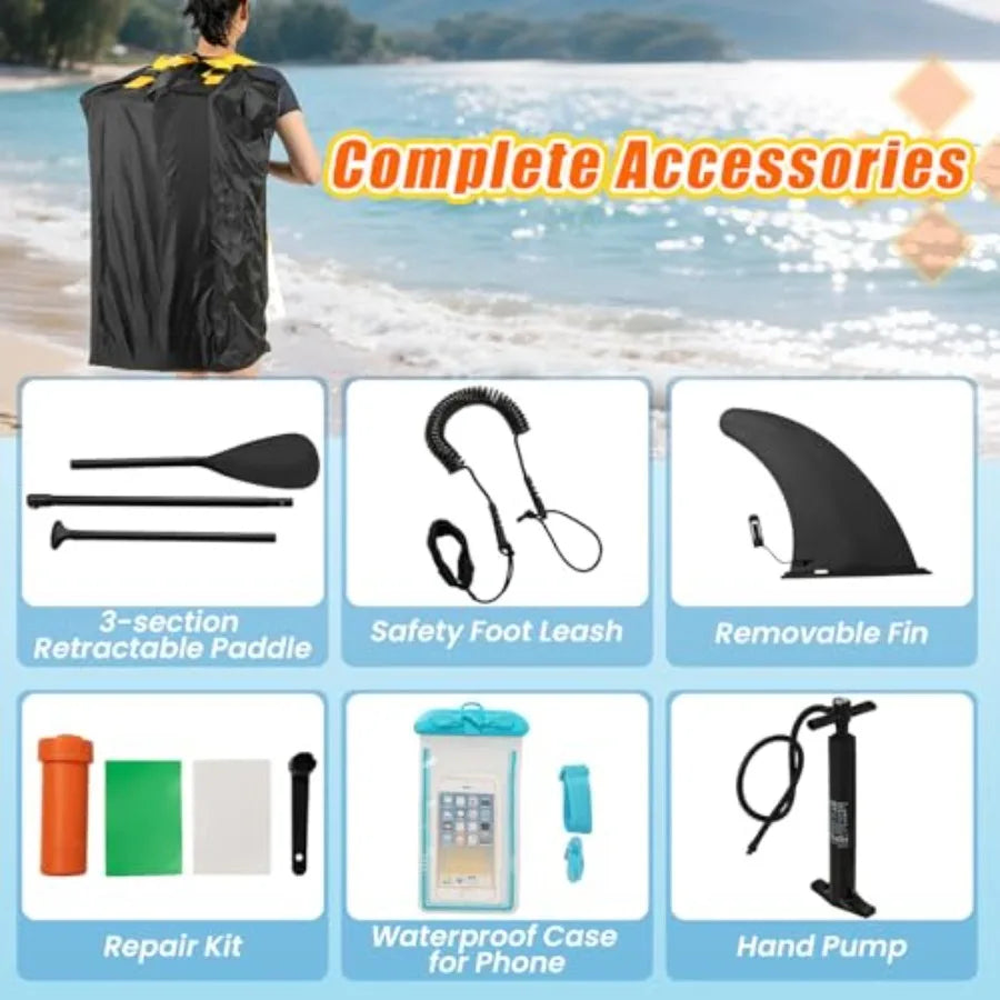 Inflatable Stand Up Paddle Board Ultra Stable Lightweight With Full Accessory Pack For Outdoor Water Sports Enthusiasts