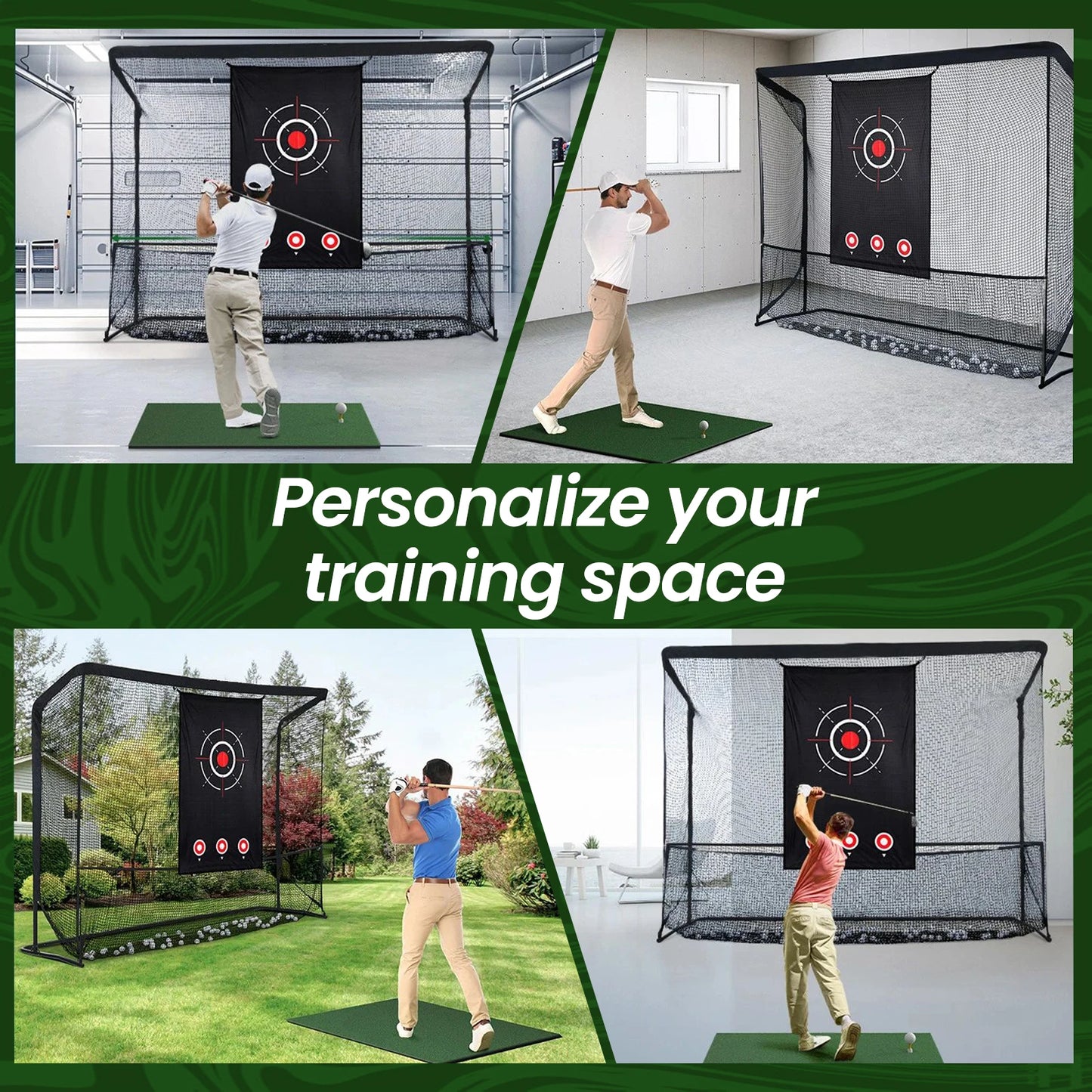 Premium Golf Hitting Net With Target Mat For Backyard Training
