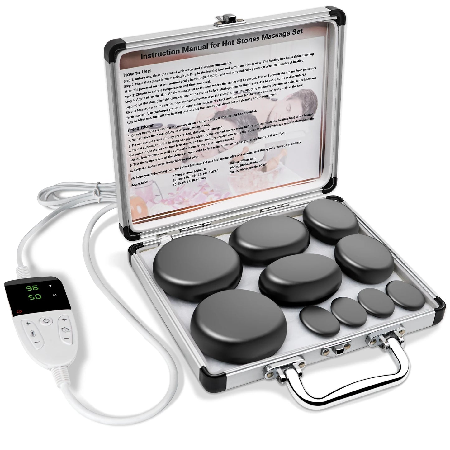 HolistHeal Hot Stones Massage Set With Temperature Control Kit