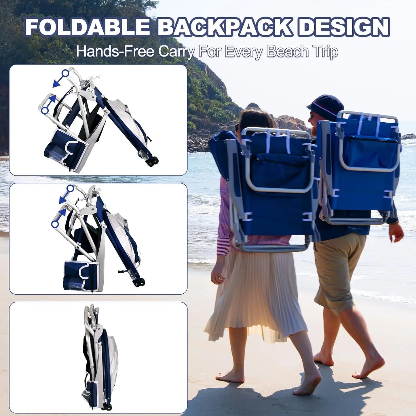 Beach Chair Umbrella Canopy Shade Aluminum Two Pack