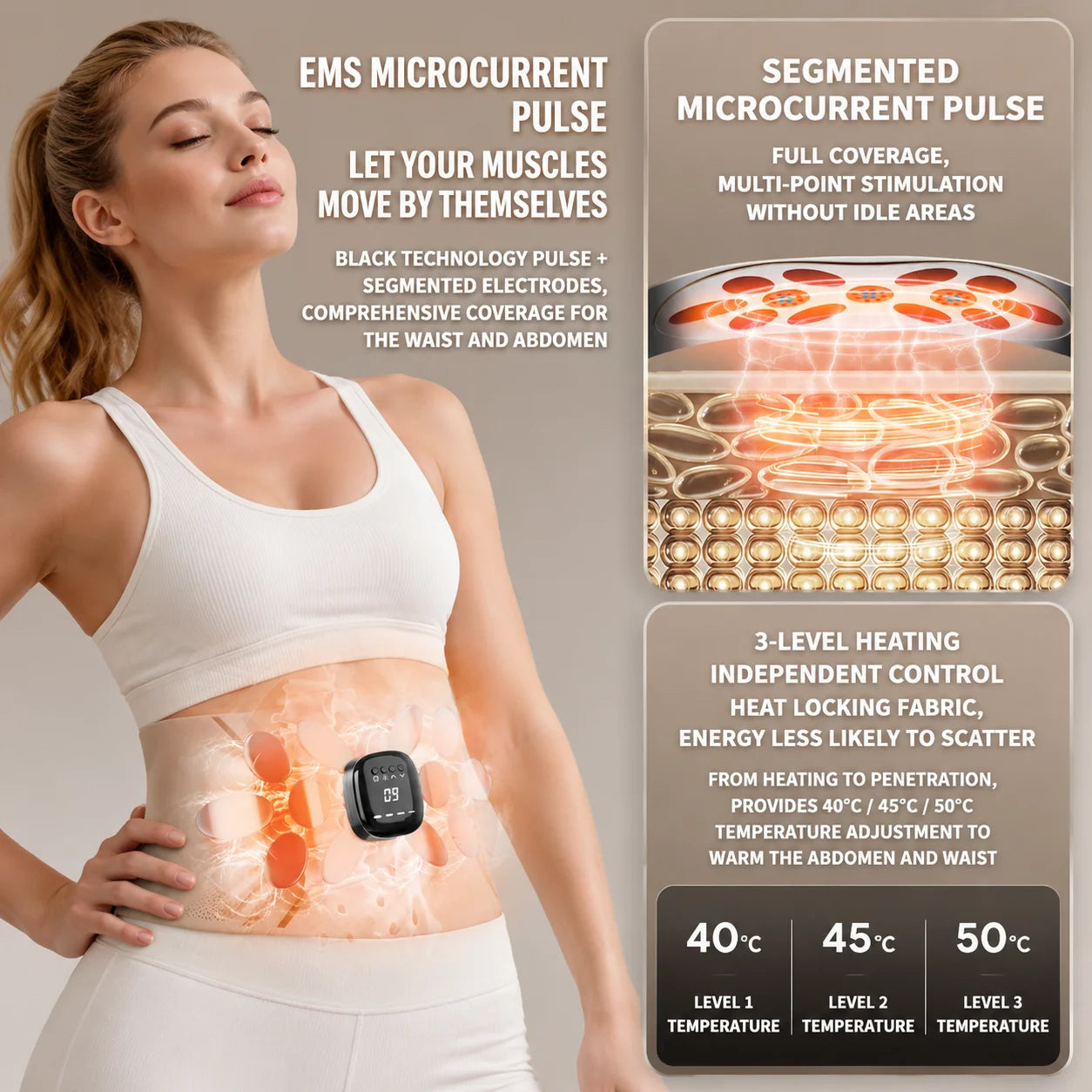 Jitesy EMS Abdominal Belt With Red Blue Light And Heat
