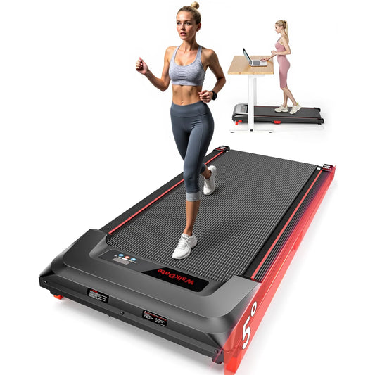 Under Desk Walking Pad, Slim Flat Treadmill for Home Office, Quiet Fitness Running Machine with Remote Control