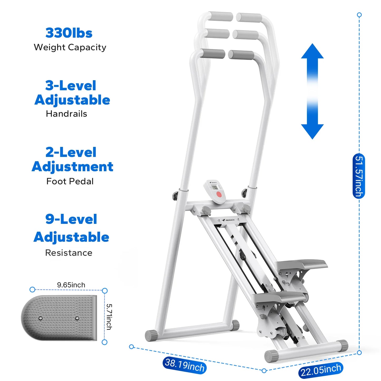 Merach Foldable Stair Stepper And Vertical Climber With Adjustable Resistance