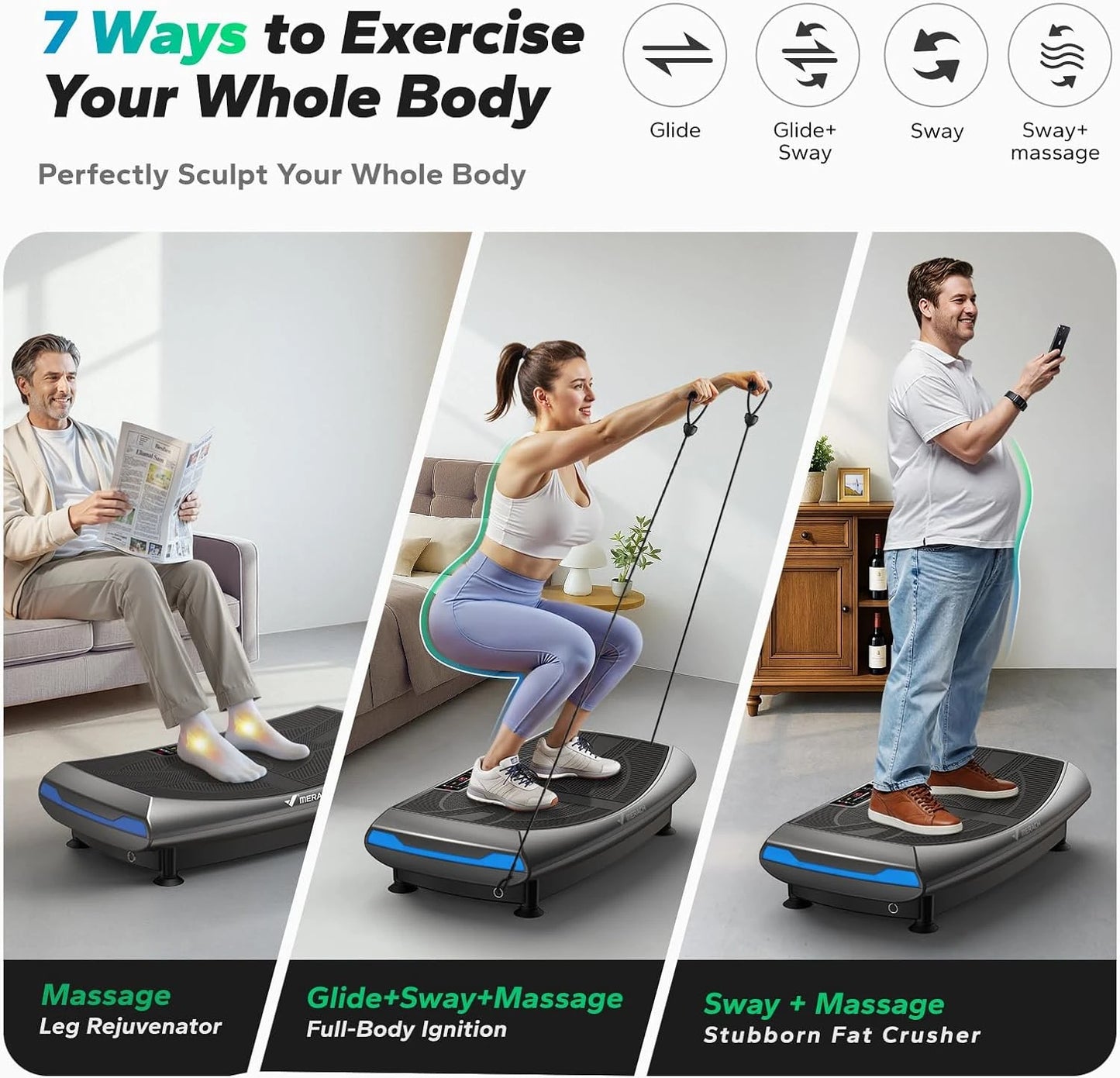 Merach 4D Vibration Plate Exercise Machine For Full Body Workout