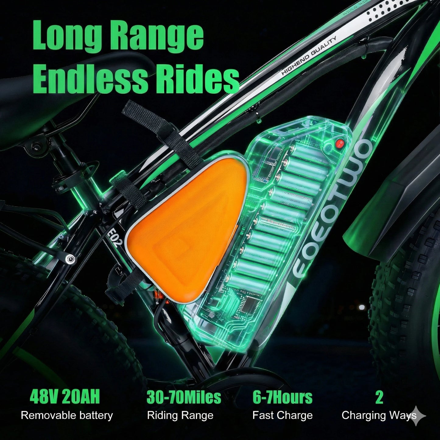 EOEOTWO 26 Inch Fat Tire Electric Bike For Adults 48V 20Ah 1000W Motor Up To 30MPH