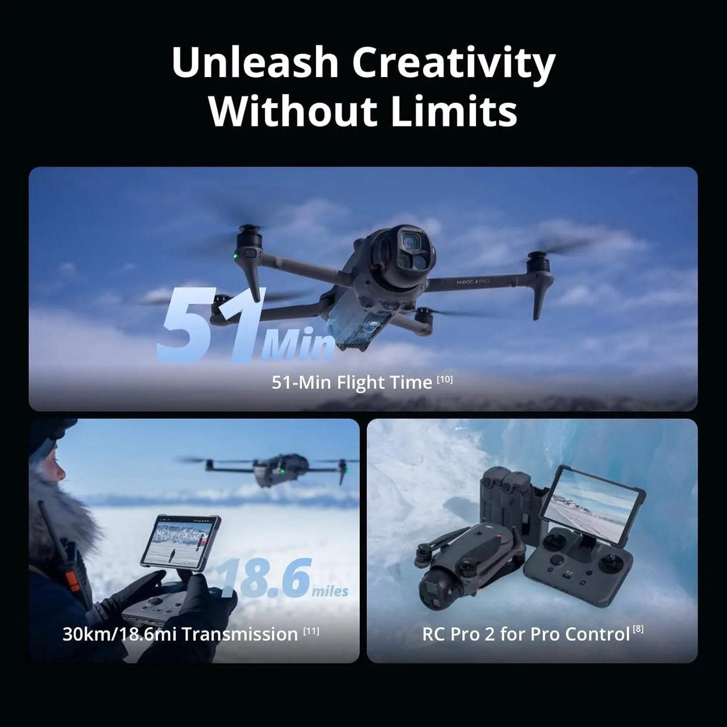 DJI Mavic 4 Pro Drone Fly More Combo With Flagship Tri Camera 100MP Hasselblad 30km Transmission For Professionals